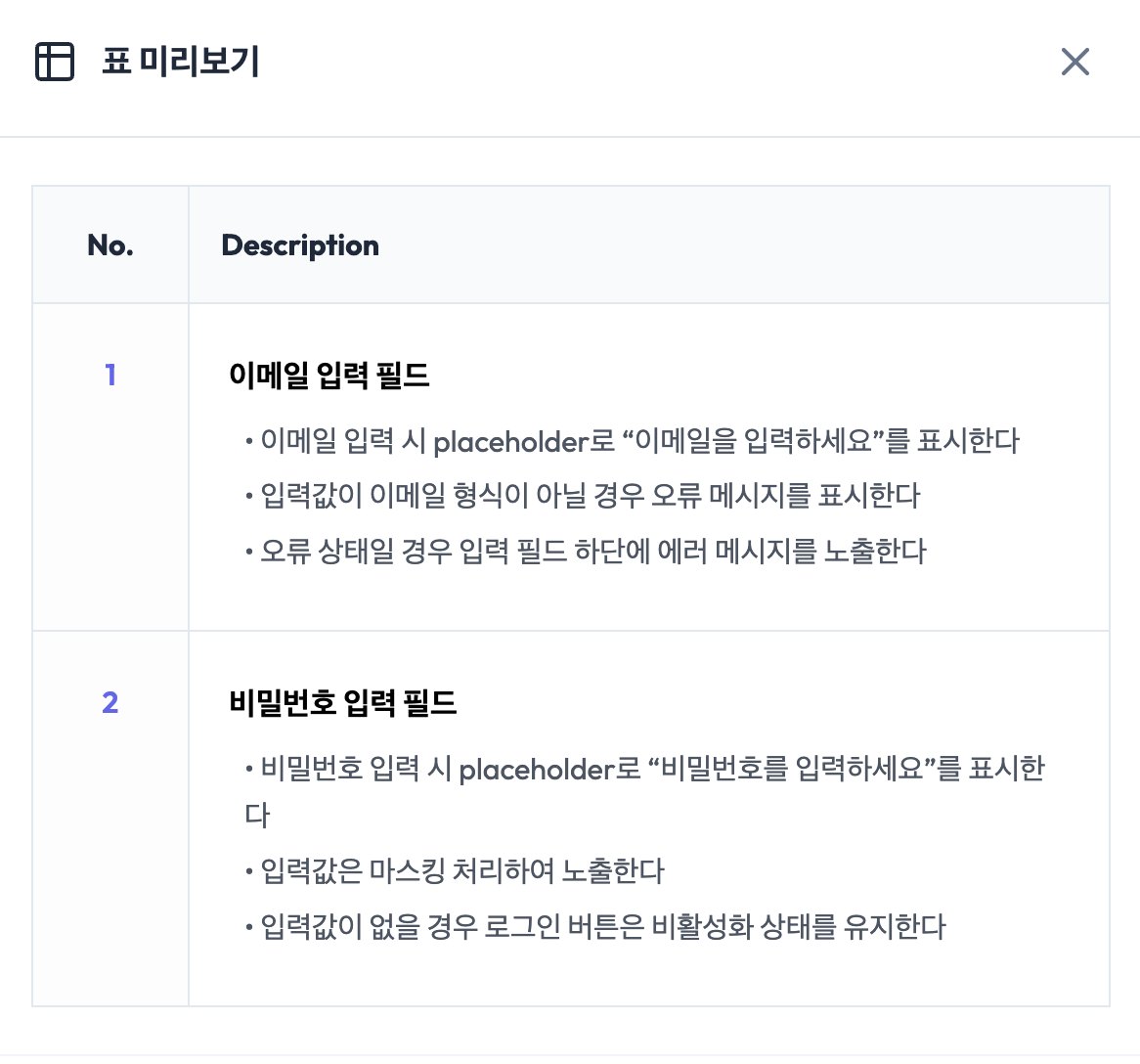 테이블 생성